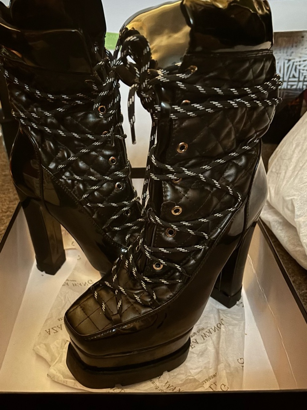 Azalea Wang Caviar Chunky Heel Bootie